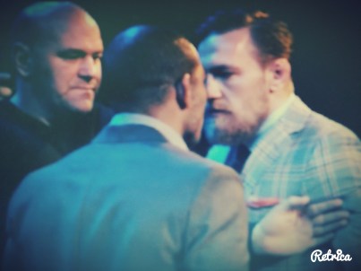 Jose Aldo and Conor McGregor come Face to Face UFC 189 World Championship Tour