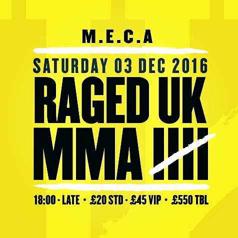 Raged UK MMA 5 returns Saturday December 3rd at Swindon&nbsp;M.E.C.A