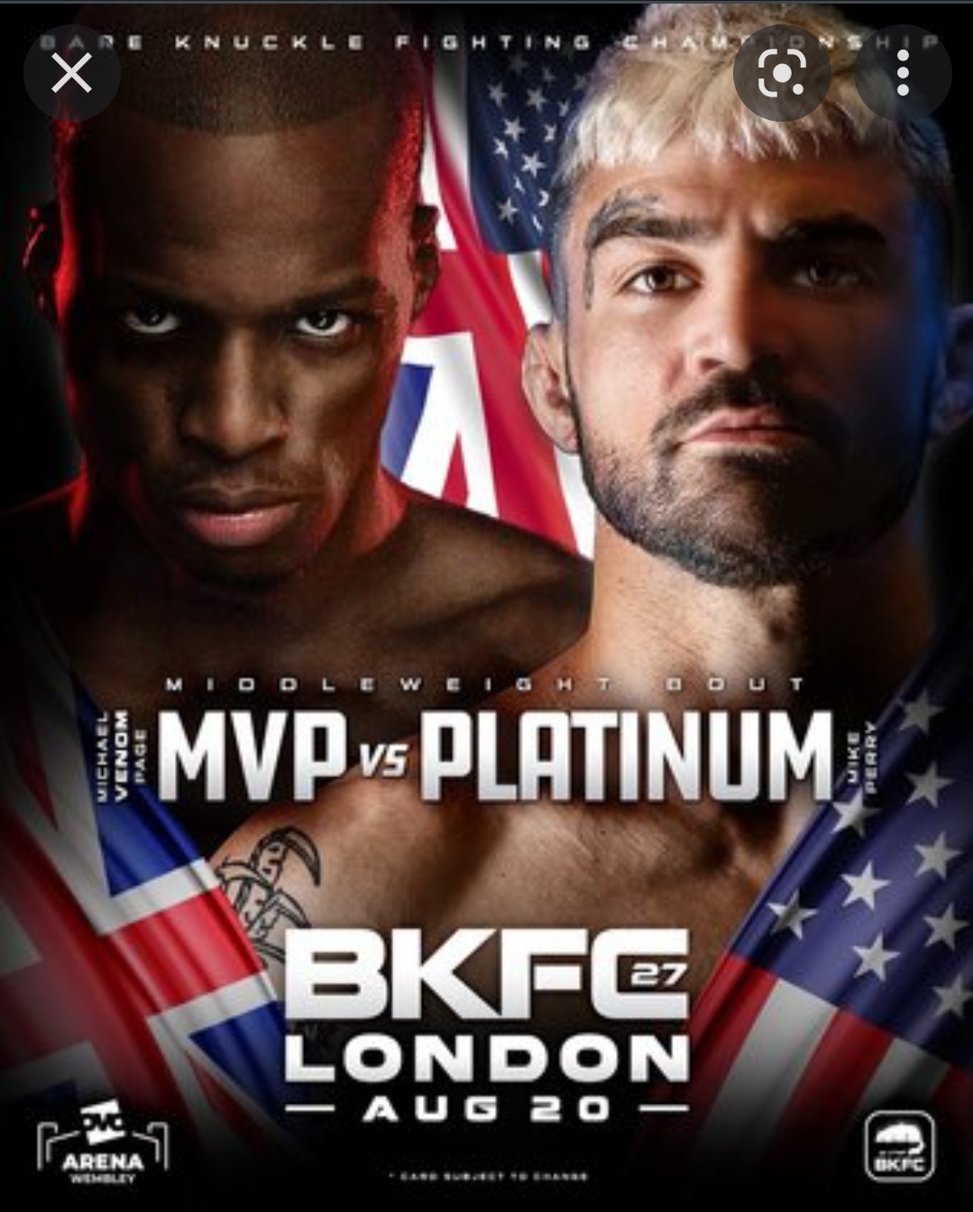 BKFC 27 – Michael “Venom” Page makes his bare knuckle debut against Mike “Platinum”&nbsp;Perry